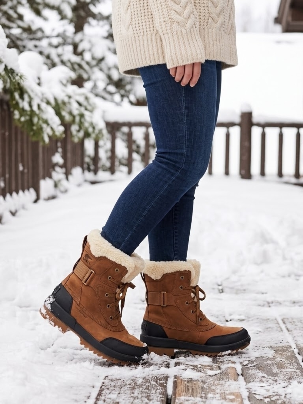 Women’s Insulated Tan Winter Boots with Faux Shearling